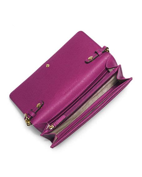 Michael Kors Kiera Fuschia Flat Saffiano Leather Wallet